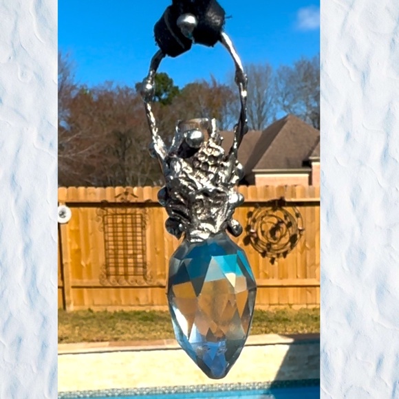 Unique Handcrafted Silver & Crystal Perfume Bottle Topper Pendant Necklace - Picture 15 of 15